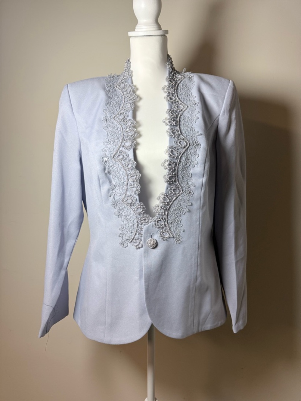 Vintage Cachet Blazer Light Blue Made in USA Tailored Classic Career Jacket